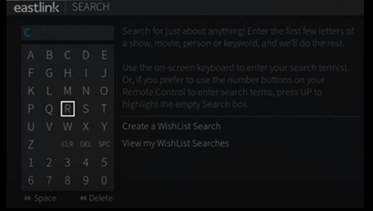 TiVo Stream search screen.
